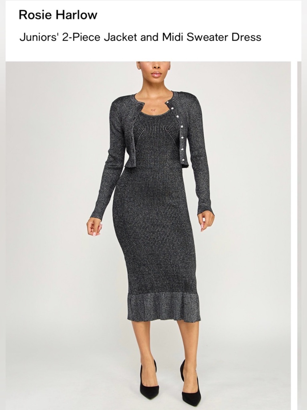 Rosie Harlow Juniors' 2-Piece Jacket and Midi Sweater Dress